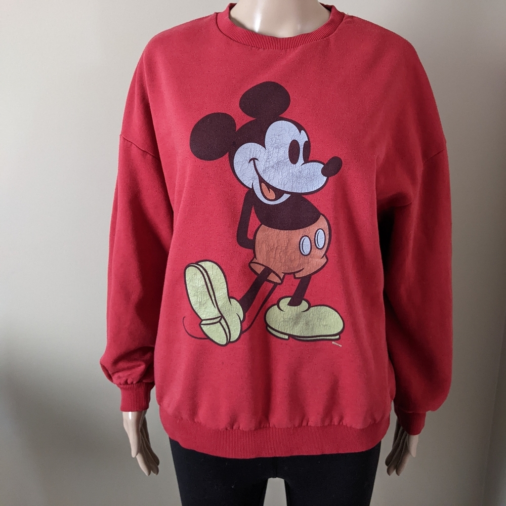 Disney Mickey Mouse red crewneck sweater, women's medium